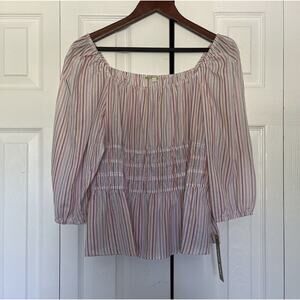 NWT Gianni Bini Alice Top White Stripe Size Large